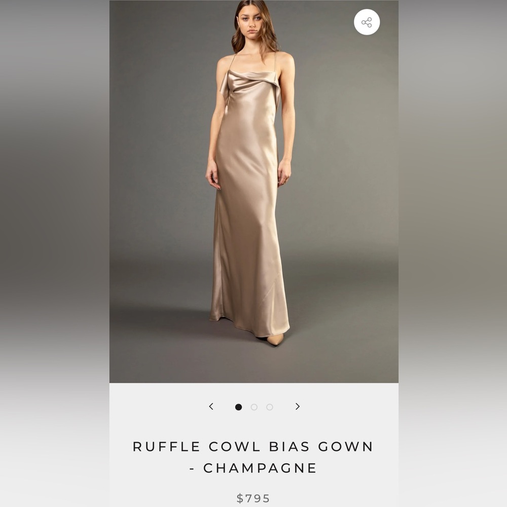 Michelle Mason Ruffle Bias Gown in Champagne - size 2